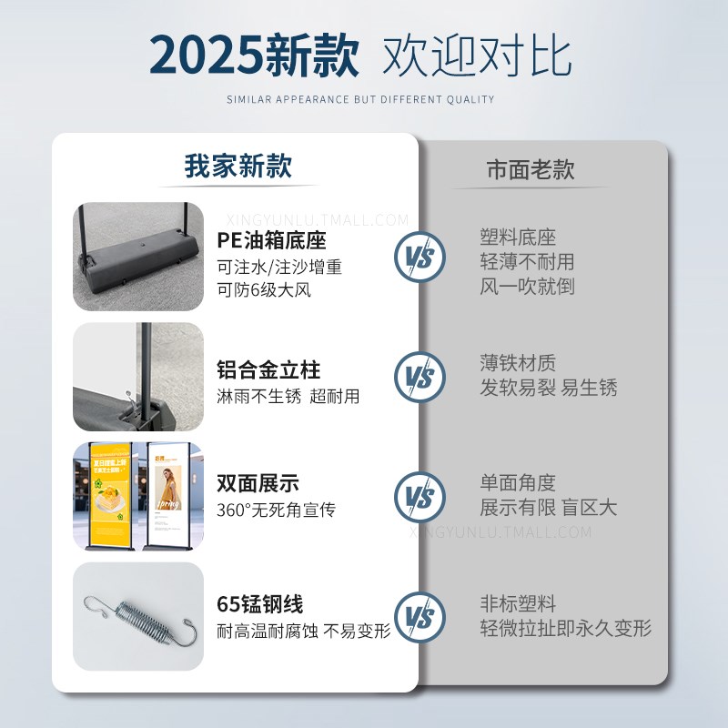热销防风门型80cmx180cm展架易拉宝立式注水宣传铝合金广告牌展示