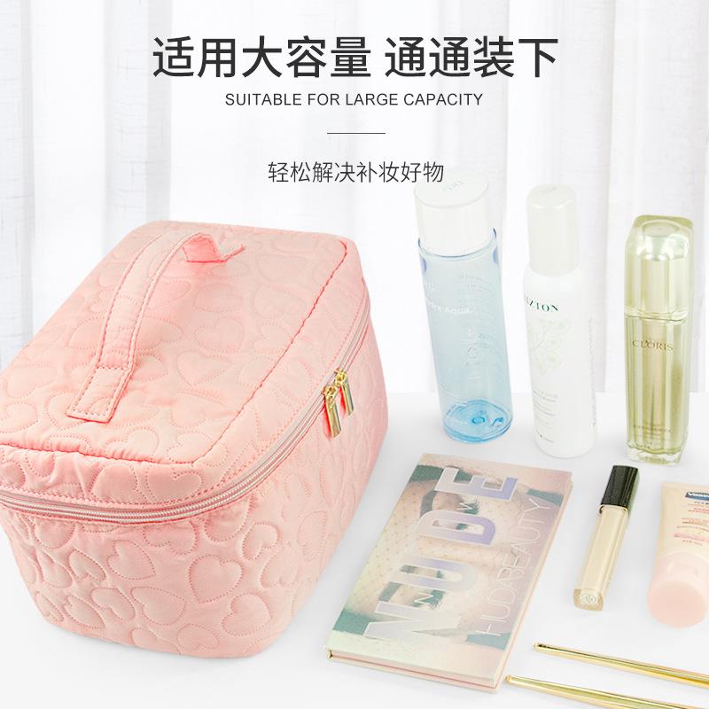 新款爱心棉爱少女粉化妆包大容ins旅行量夹洗漱包便携化妆可包