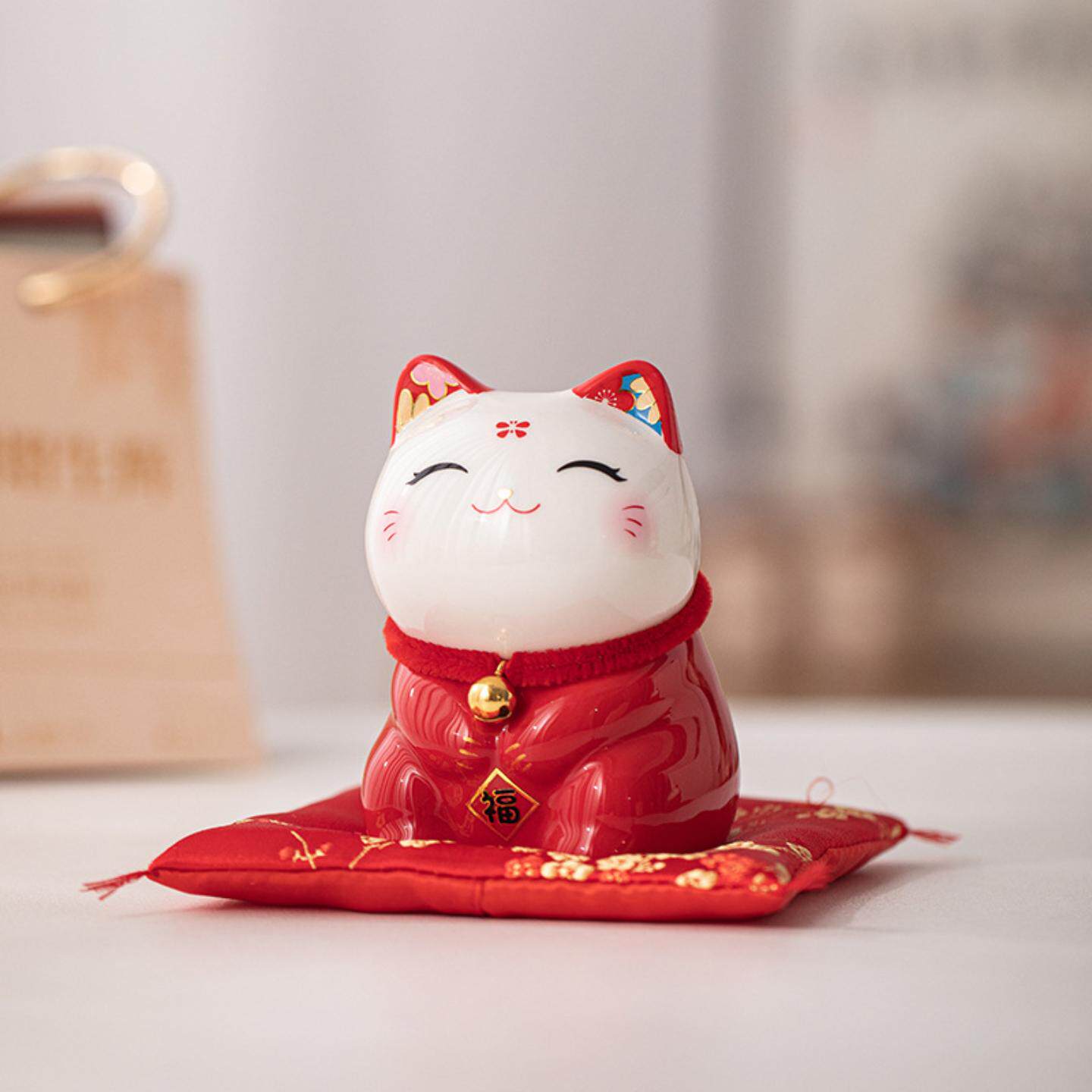 招财猫摆件陶瓷存钱罐可爱桌面装饰品创意礼品店铺开业前台