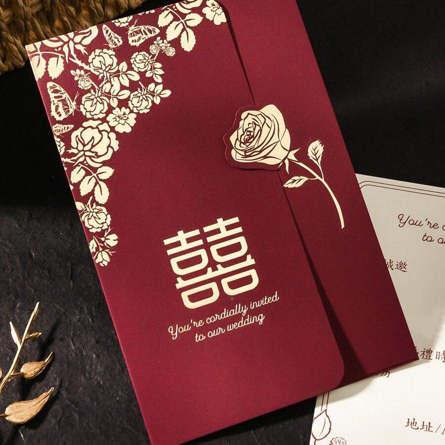质请帖结婚邀函2026新款请柬婚礼喜帖定 F99M9756制打印纸回感门
