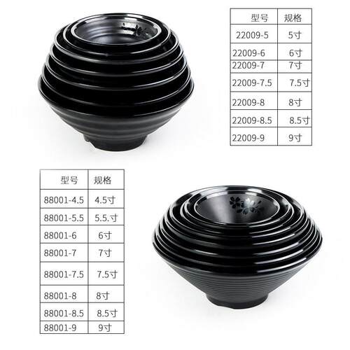 日式色磨砂纹螺拉面碗胺仿瓷密碗麻H1582辣烫碗黑味千拉面碗汤盆