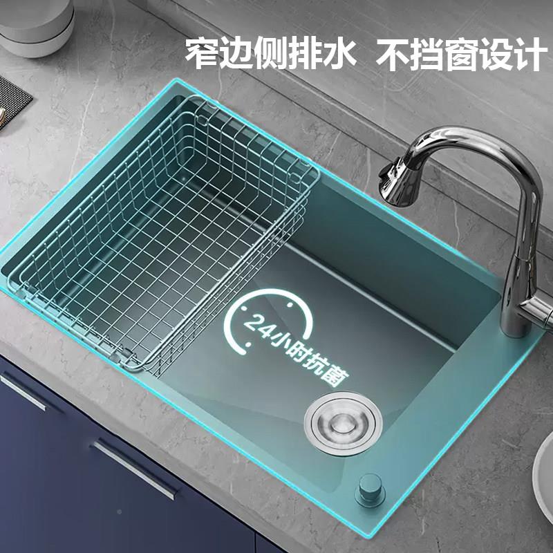单家用槽侧房排水洗菜厨盆304不锈钢厨盆水槽窄边水斗洗碗池