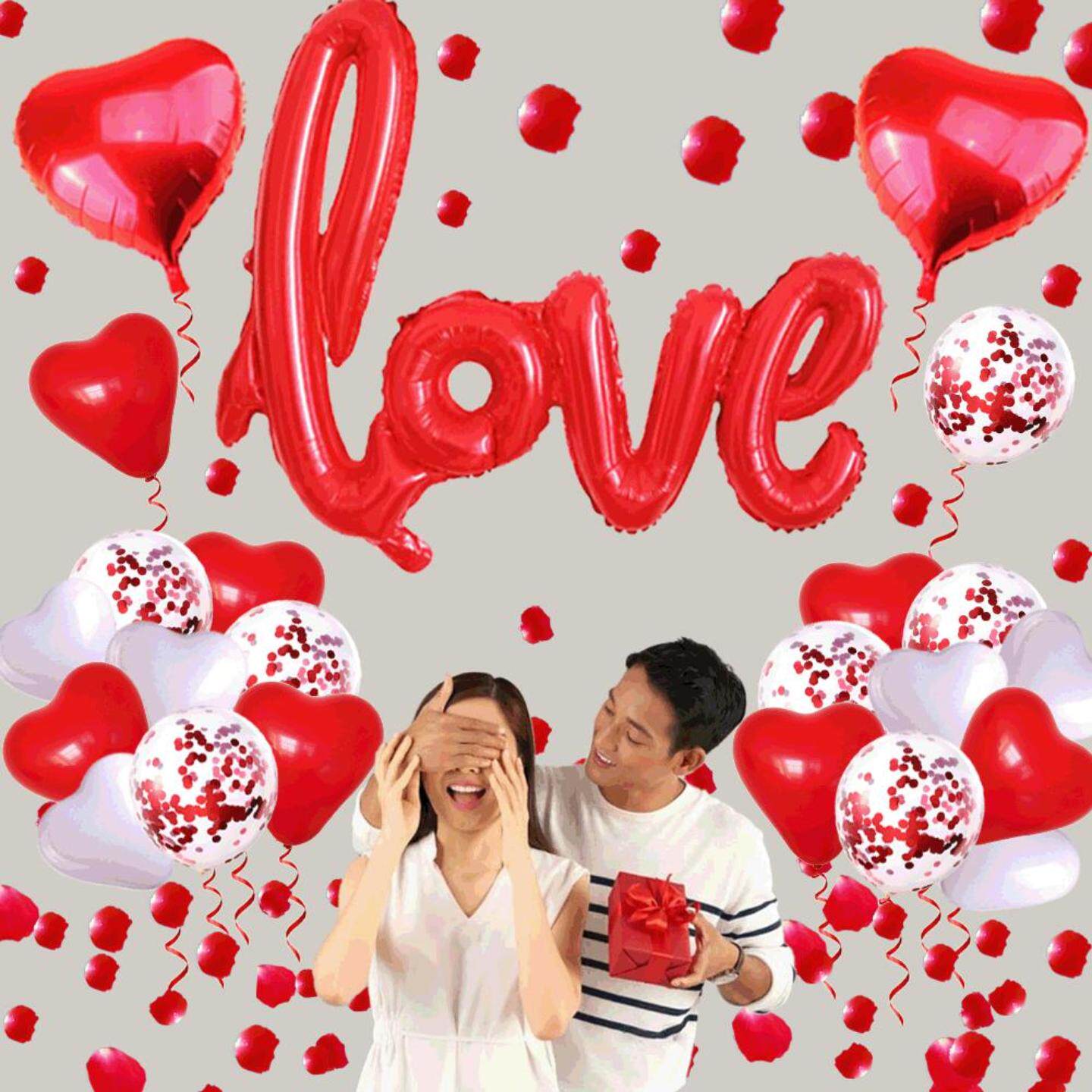 情人节气球组合连体Love造型婚庆