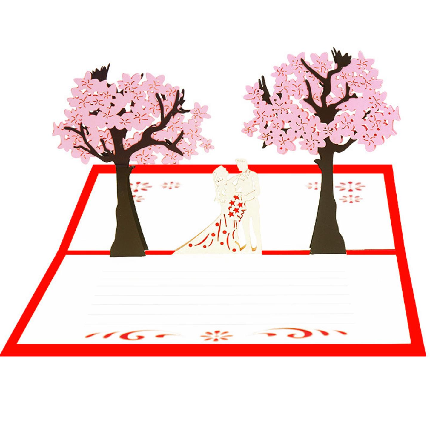 供应创意3D立体邀请卡樱花情人节