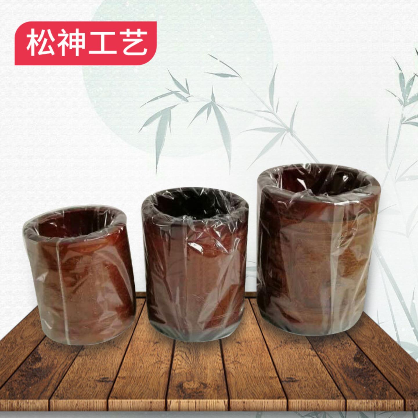 竹质工艺品仿古雕刻笔筒碳化竹筒