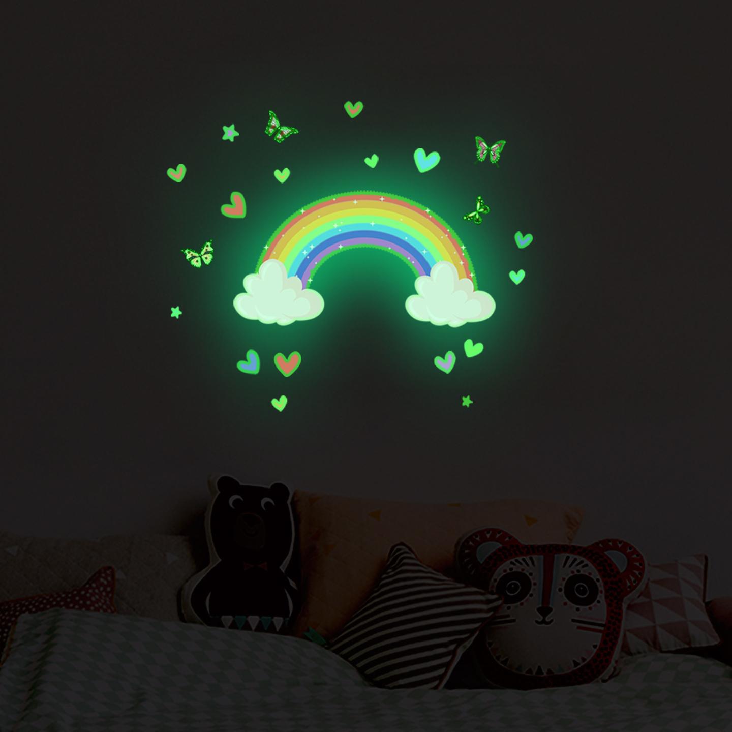 一米墙贴夜光彩虹蝴蝶墙贴纸