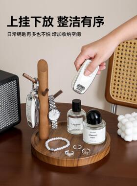 中古风物玄柜关钥匙收纳摆件家用客厅鞋置架托入户挂钩木质202509