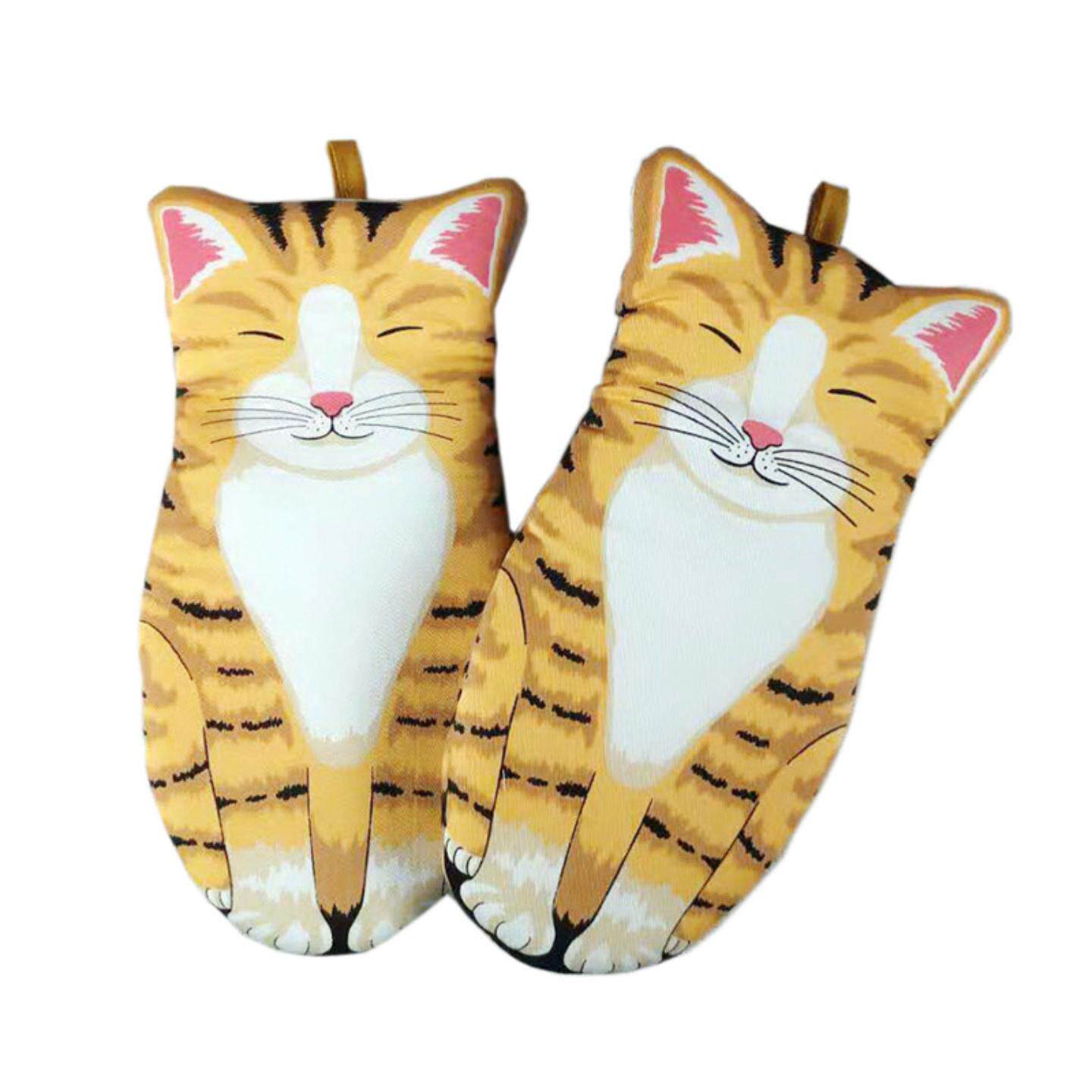 新品外贸纯棉猫咪烤箱手套烘焙