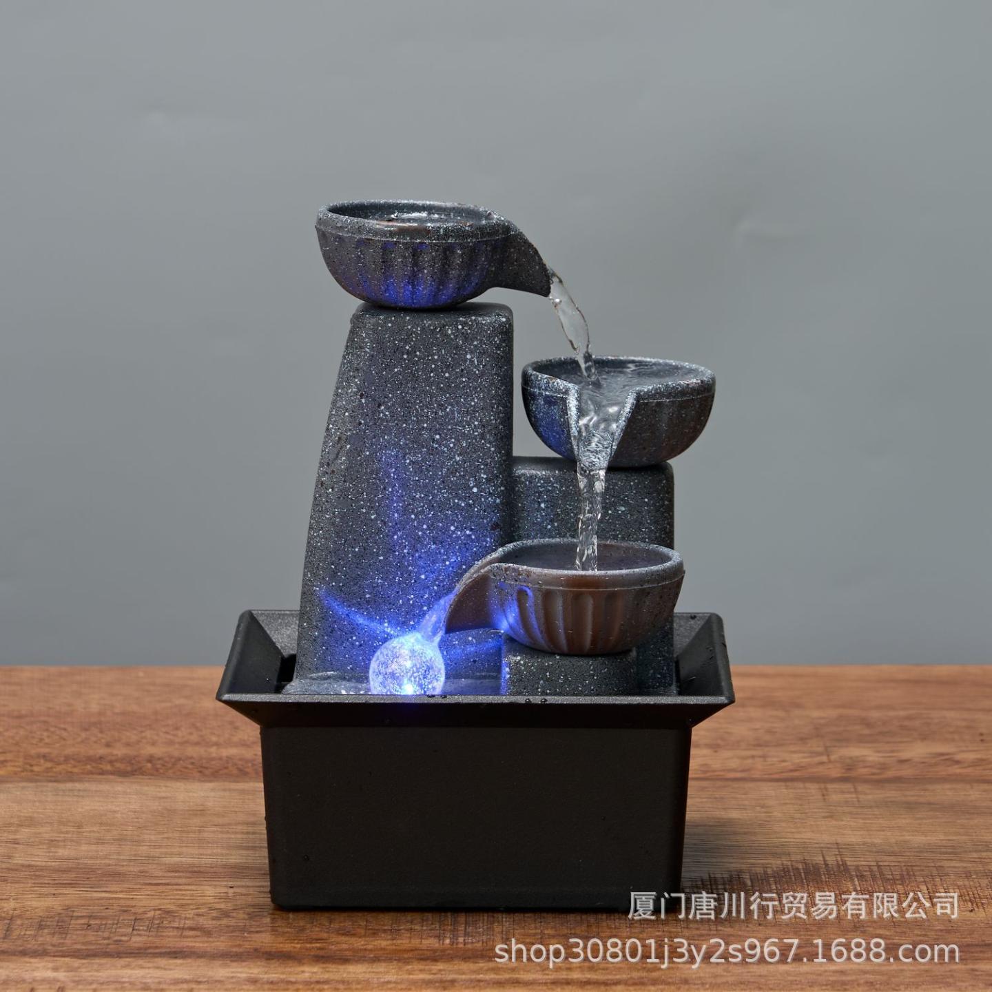 风水轮流水招财摆件茶几小型喷泉