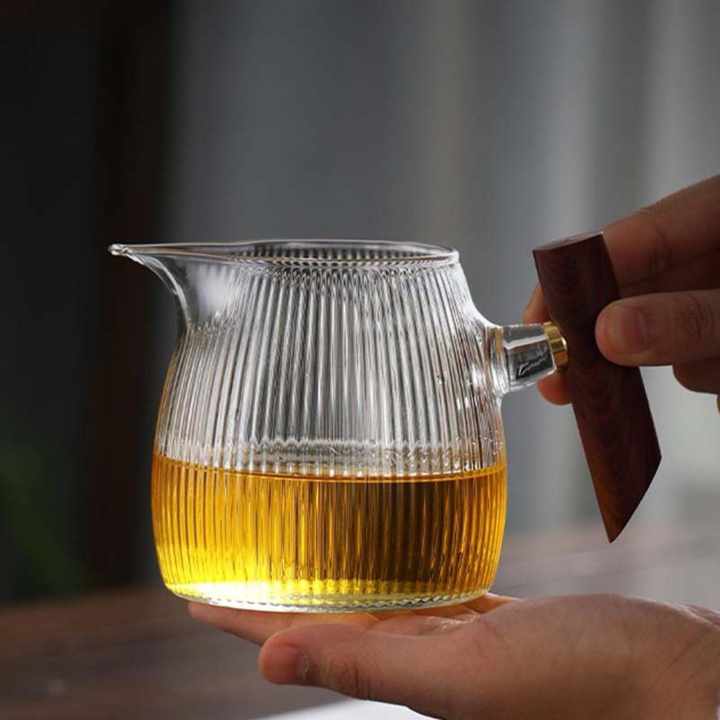日式玻璃公道杯条纹功夫茶分茶杯