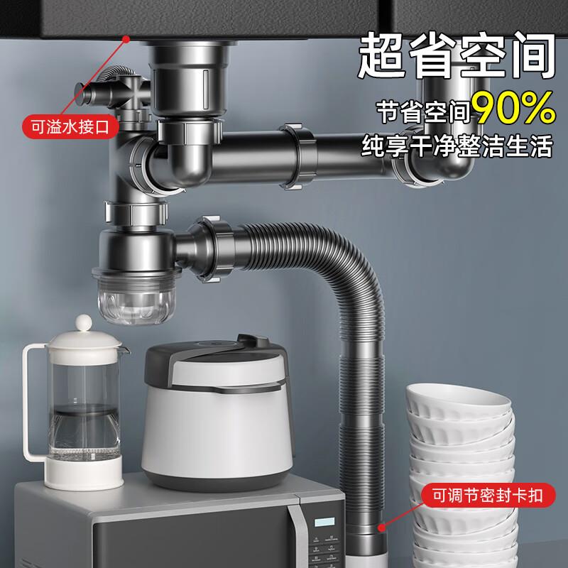 房洗盆下水管配厨盆件双槽洗碗菜池排水管道下水器