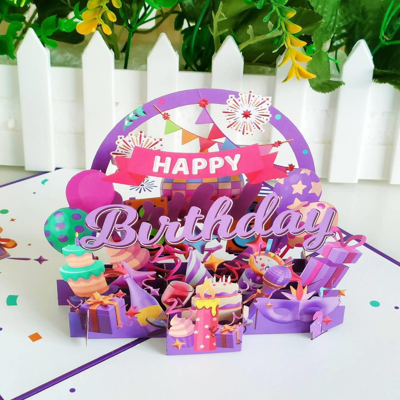 生日祝福卡创意立体贺卡 镂空卡雕刻贺信封定贺制生/日祝福1103贺
