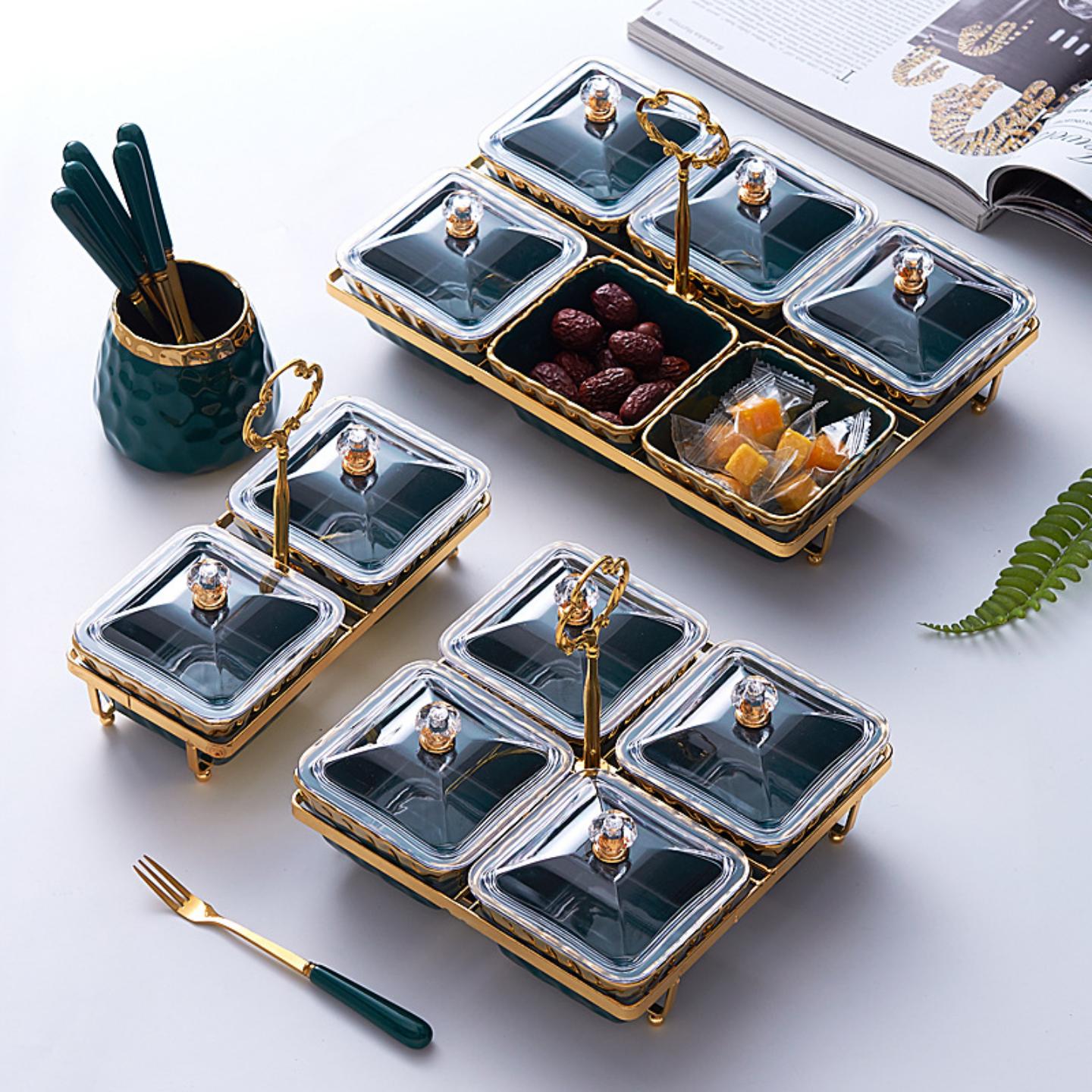 轻奢陶瓷分格水果盘餐厅酒店创意