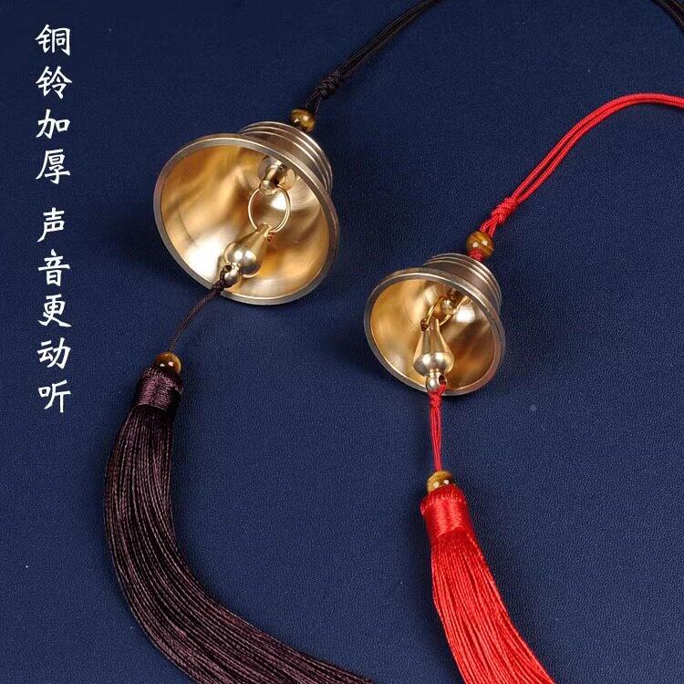 铜铃铛纯铜钟摆件铜居铃门口六帝钱五黄黑门对门家风铃黄汽8车挂
