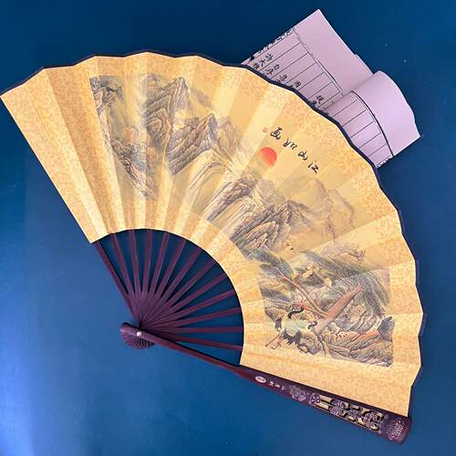 雕刻折绢**镂空一尺头青绢布扇折扇*深雕男士高档扇扇骨深雕雕刻