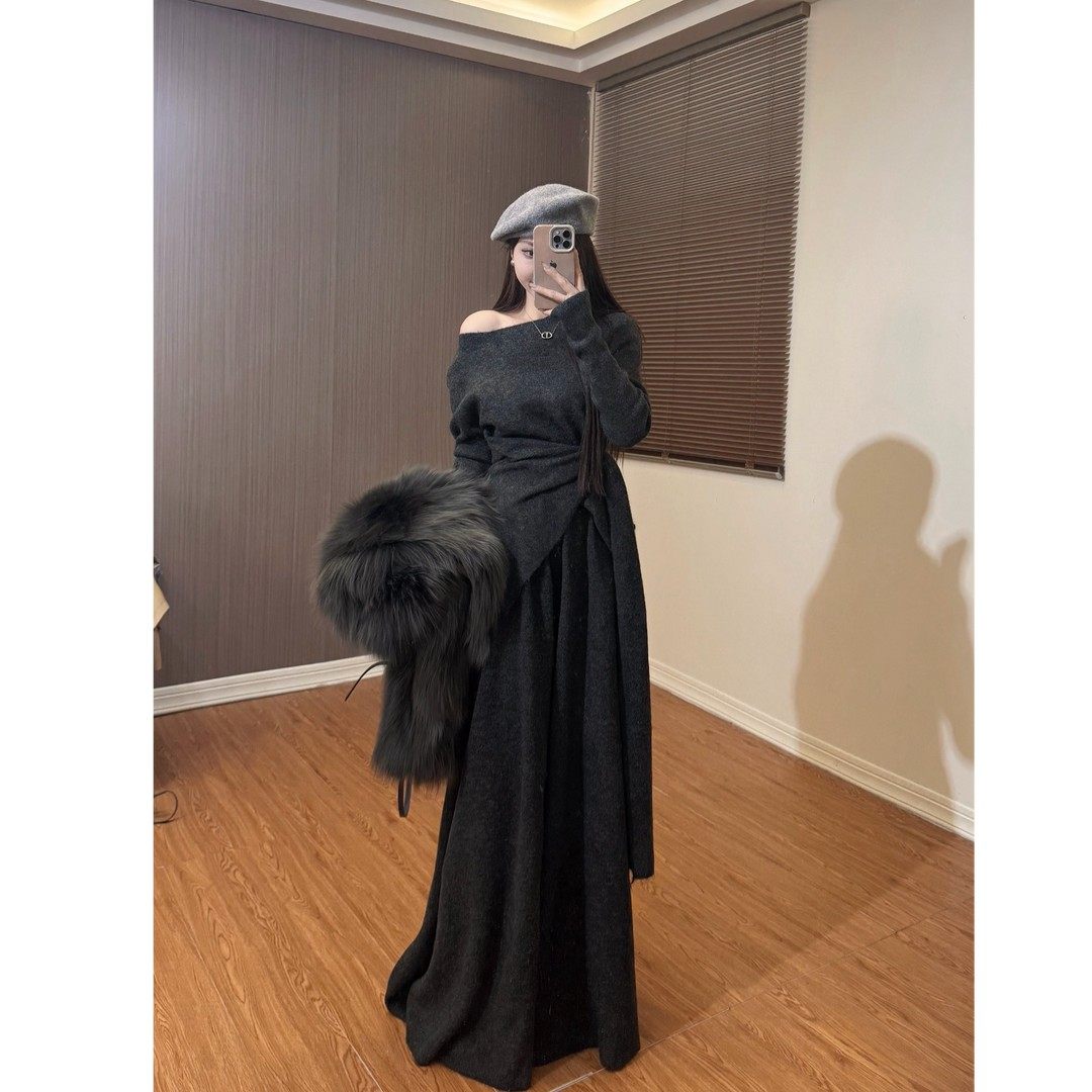 休闲风甜美街头风INS风时尚套装秋冬针织开叉大裙裤套装长袖高腰,女装/女士精品,大码套装,淘宝优惠券,粉丝福利购,淘宝优惠卷