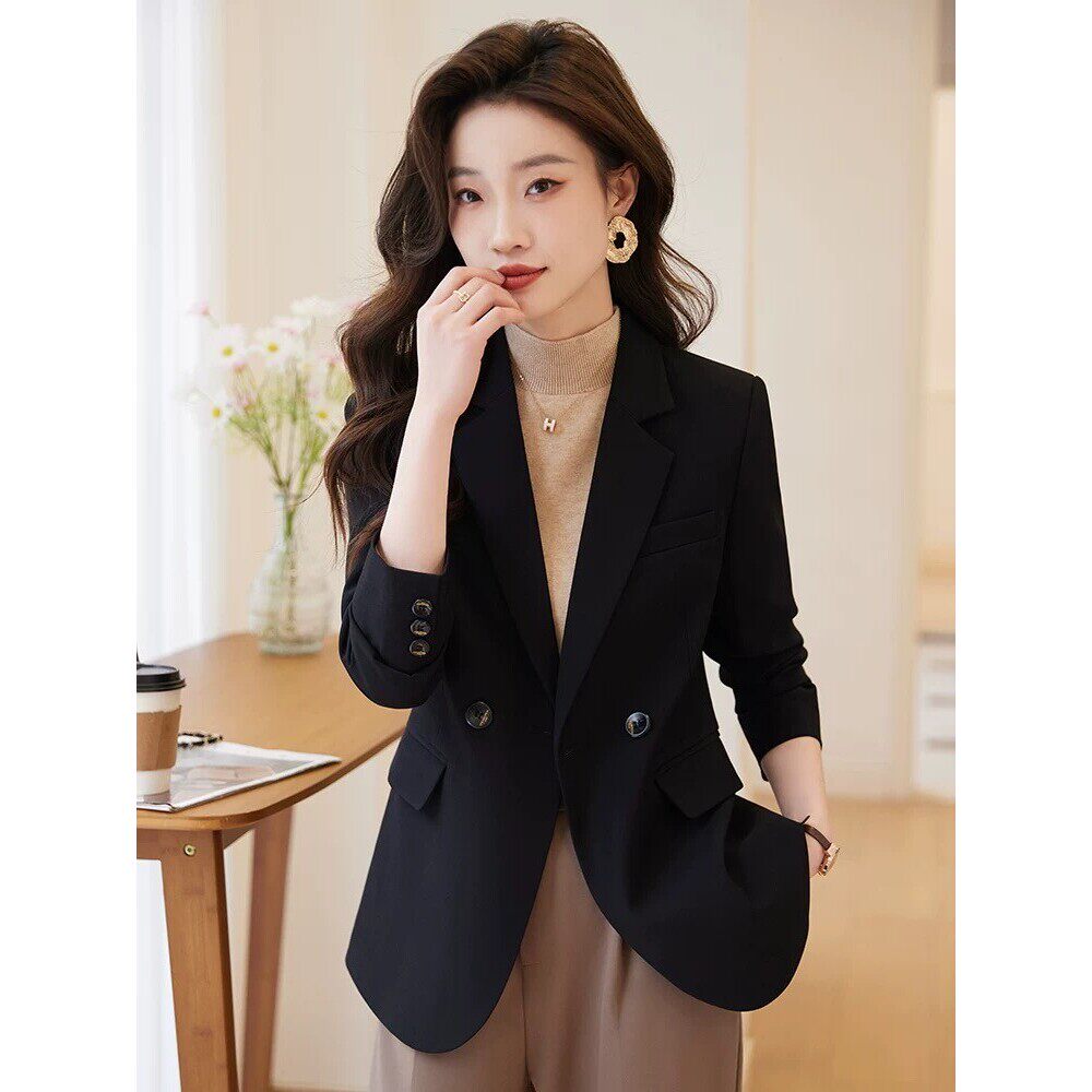 琴桥洋气黑色小西装外套女春秋2026新款气质高级感显瘦西服上衣