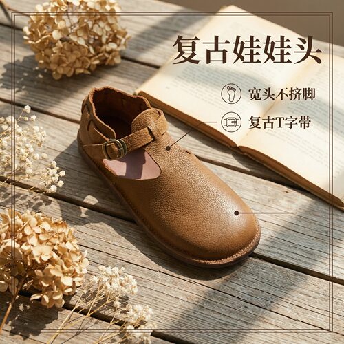 春季女鞋软底真皮玛丽珍鞋女森系复古春夏软平底鞋