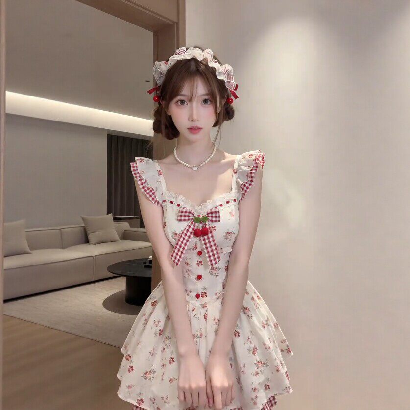 甜美公主裙收腰显瘦吊带蓬蓬裙