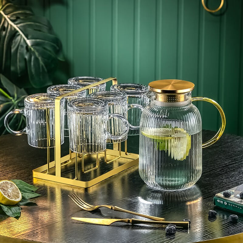 格娜斯（CRISTALGLASS）高颜值凉水壶玻璃冷水壶耐高温家用水杯套