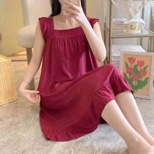 纯睡方DLS领棉绸睡衣女2简约休闲吊带睡裙女家居服可 裙色205新款