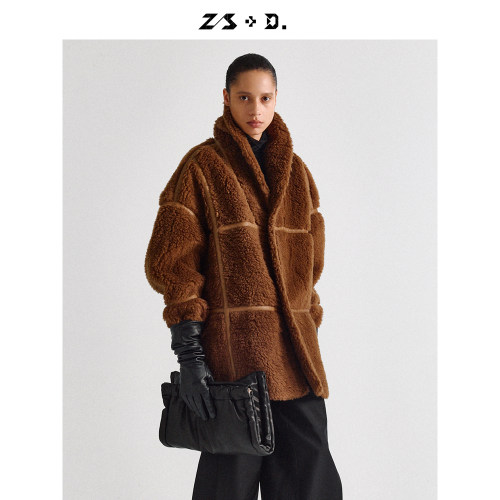 ZEUSELEN 垣格叙短设计感羊毛贴羊皮大衣外套162M481Z