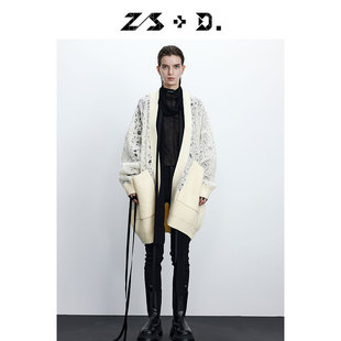 上装 休闲大方时髦中长款 秋冬新款 女661G728Z D镂空绵羊毛外套