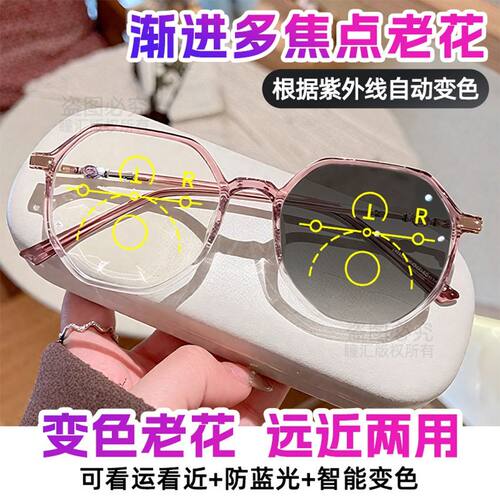 智能变焦防蓝光渐进多焦点老花镜