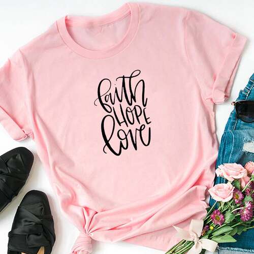 Faith Hope Love Christian T shirts Women Top graphic tee