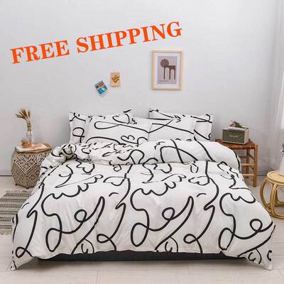 4pc bedsheet set flat sheet student bed cover single/double