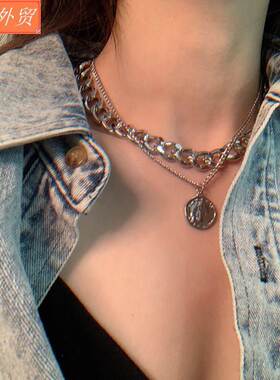 Retro ins necklace Double layer personality Chain Short lady