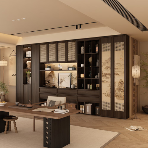 实木书柜整墙置物架收纳展示柜