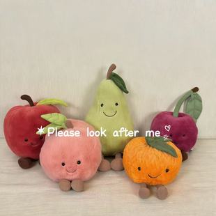 英国JELLYCAT趣味小甘橘 梨桃子红苹果 单叶樱桃可爱毛绒玩具礼物