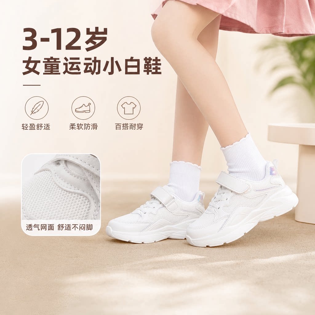 外贸严选儿童运动鞋小白鞋3 6岁8女童老爹鞋12女童鞋子跑步鞋新款