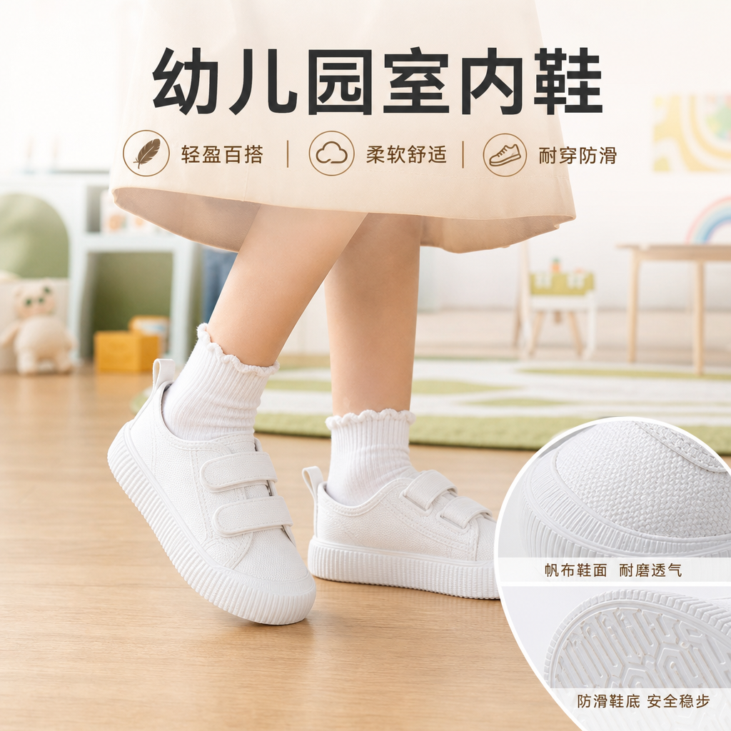 幼儿园室内鞋女童儿童小白鞋女款帆布鞋男孩学生白球鞋白布鞋男童