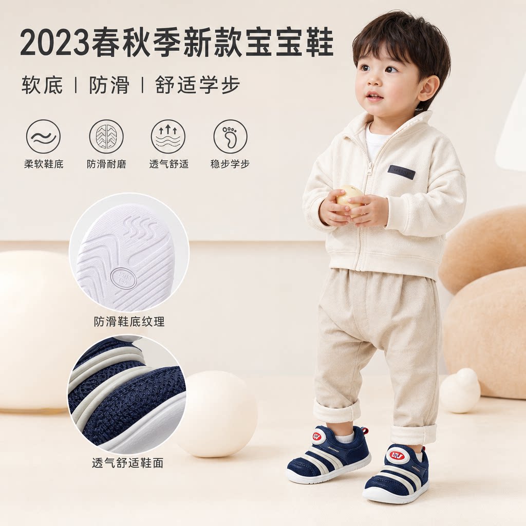 2023春秋季新款宝宝鞋软底毛毛虫鞋运动鞋男女童防滑鞋婴儿学步鞋