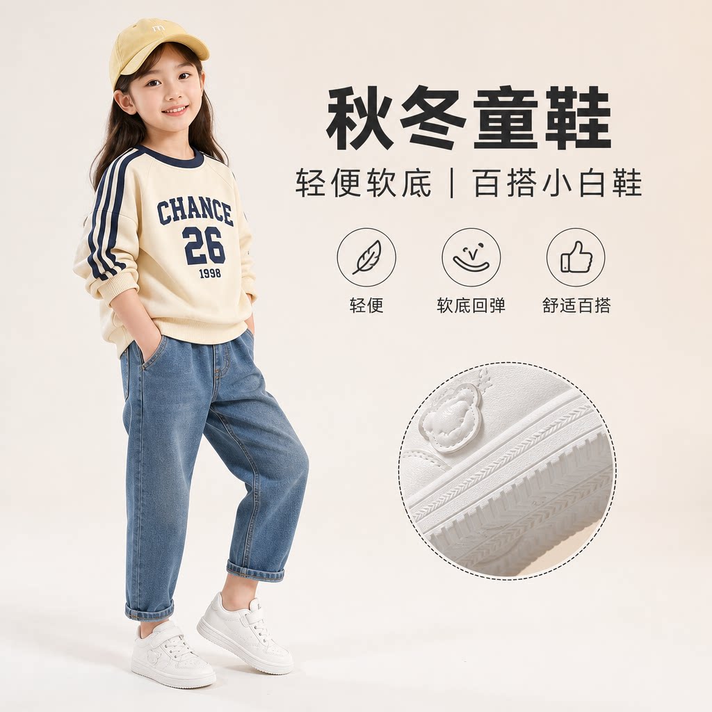 2026秋冬季女童休闲小白鞋韩版运动鞋儿童软底男童板鞋轻便跑步鞋