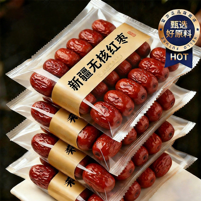 中国农科院无核红枣新疆特产若羌大灰枣去核泡茶专用官方旗舰店
