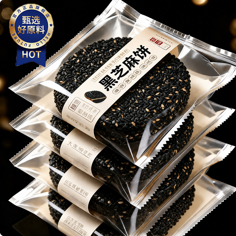 无蔗糖高钙黑芝麻饼干芝麻片薄片孕妇小零食正品休闲营养早餐食品