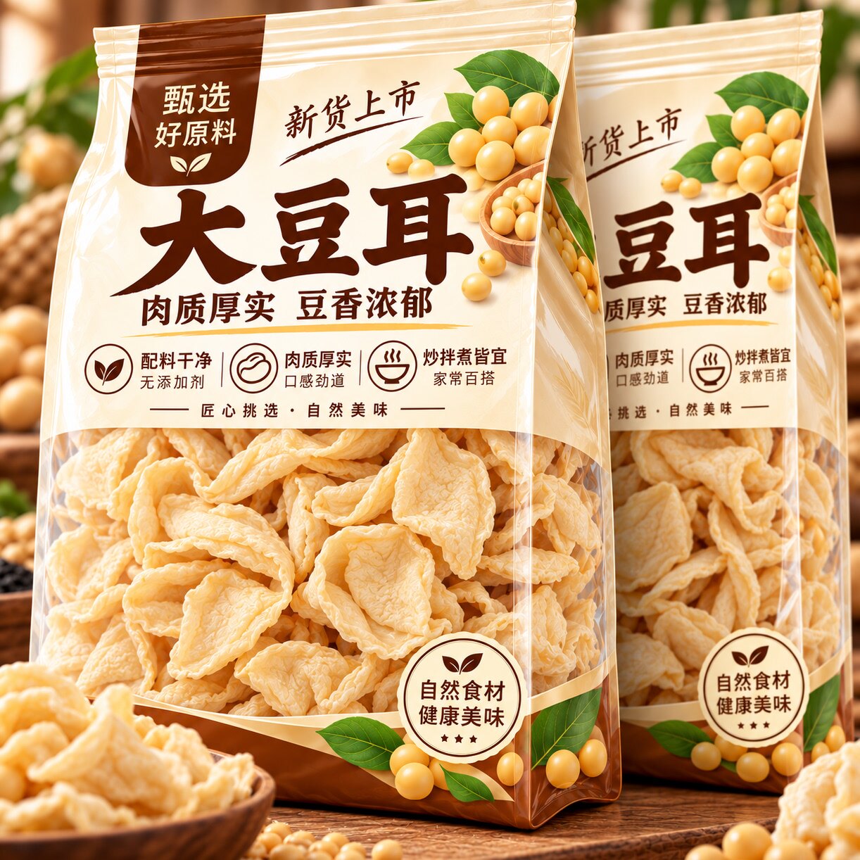大豆耳无盐粒大豆素肉豆制品豆皮素鸡翅蛋白肉豆干火锅食材凉拌菜