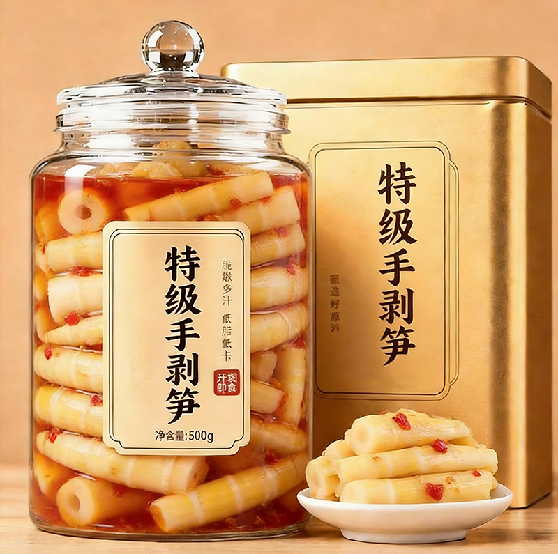 正宗儿童手剥笋官方旗舰店新鲜笋尖老汤泡椒味开袋即食无添加零食