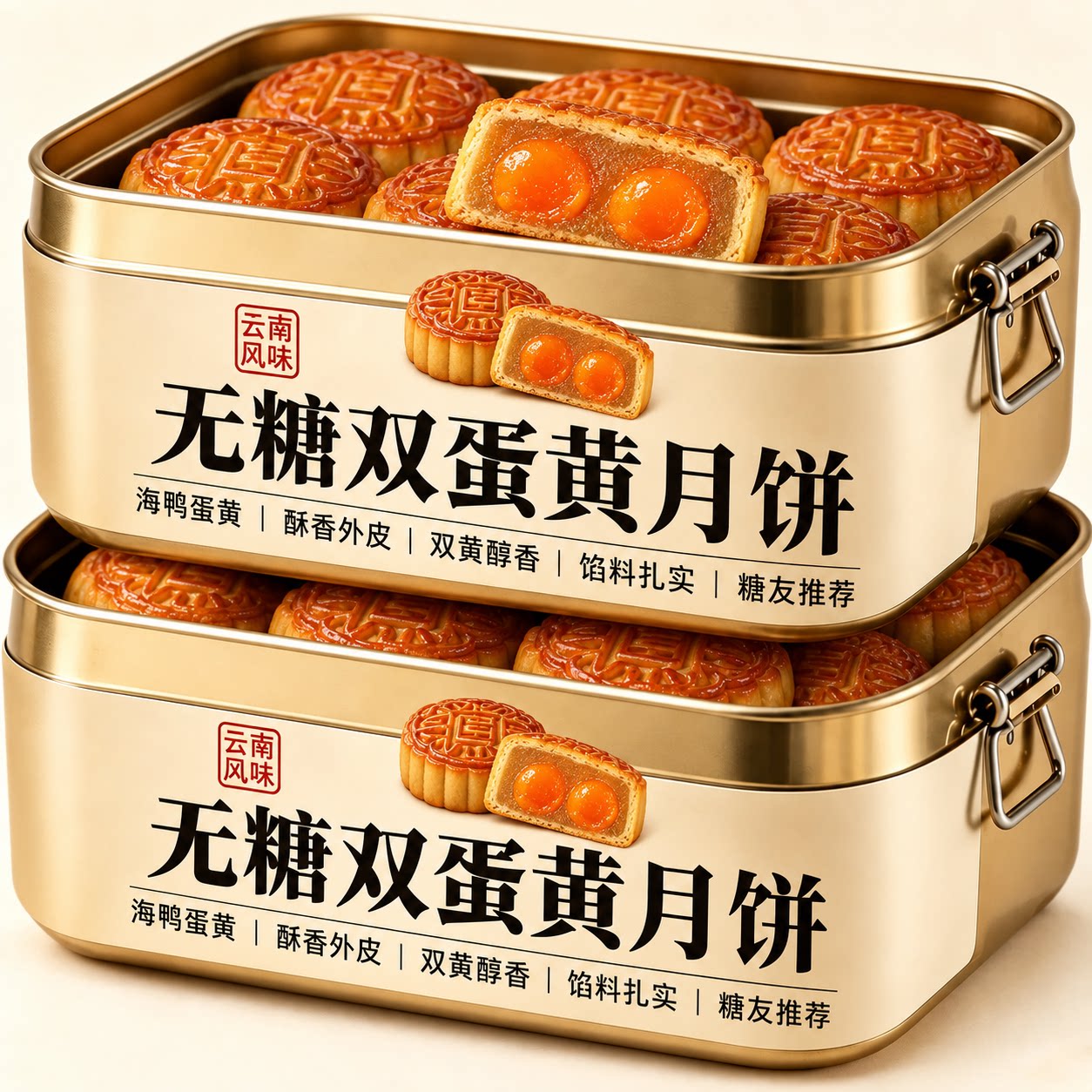 双蛋黄莲蓉月饼中秋正宗广式蛋黄月饼多味官方旗舰店正品无蔗糖
