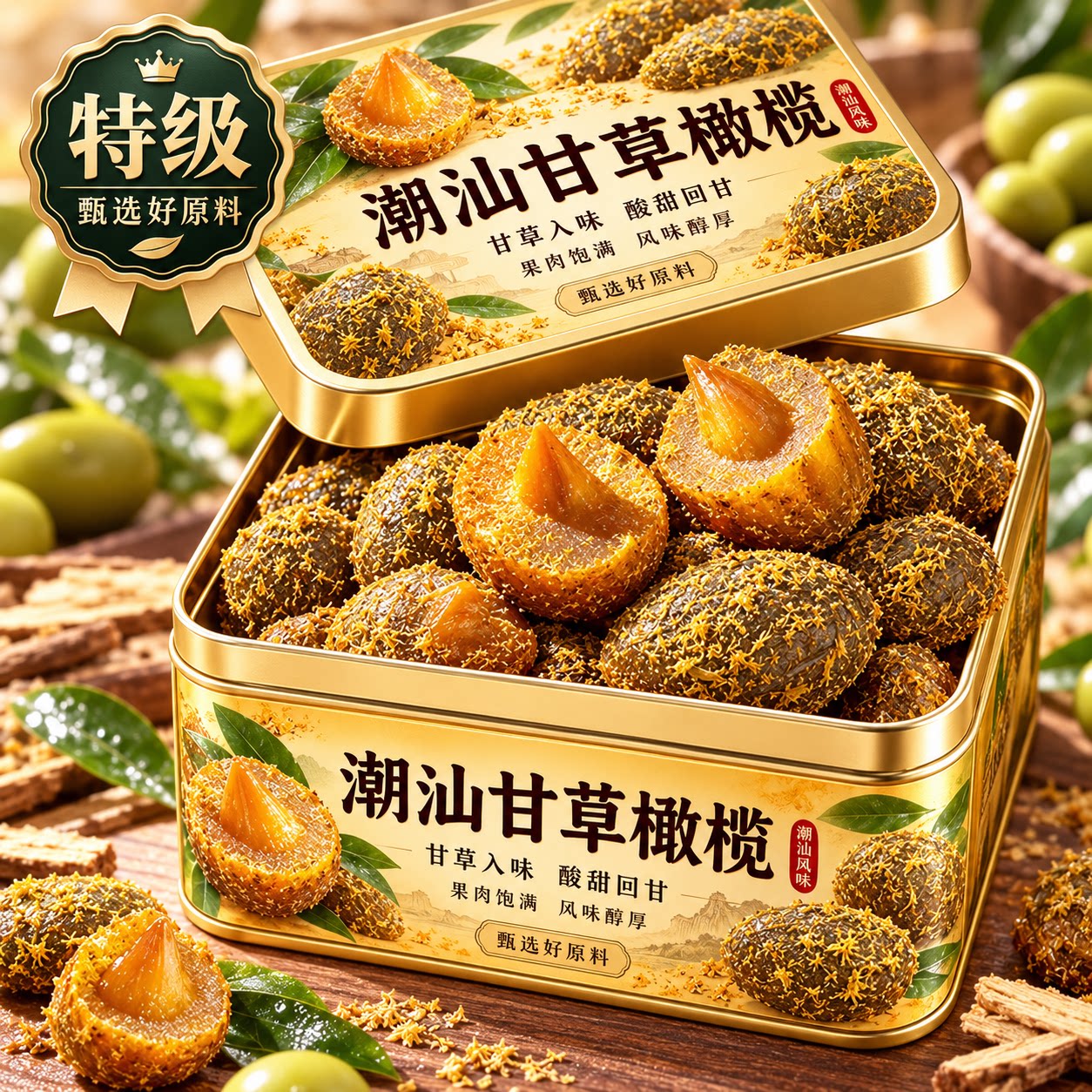 正宗甘草橄榄官方旗舰店潮汕特产广东新鲜九制蜜饯优质大果高品质