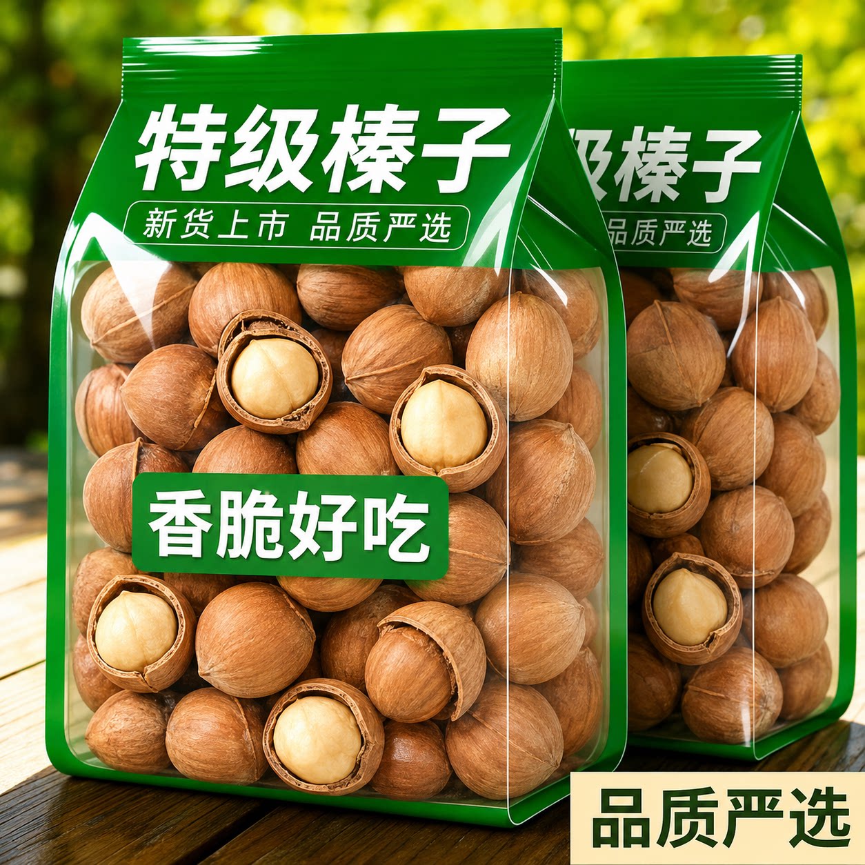 新鲜大榛子官方旗舰店东北特产长白山大开口野生坚果虎皮薄壳榛果