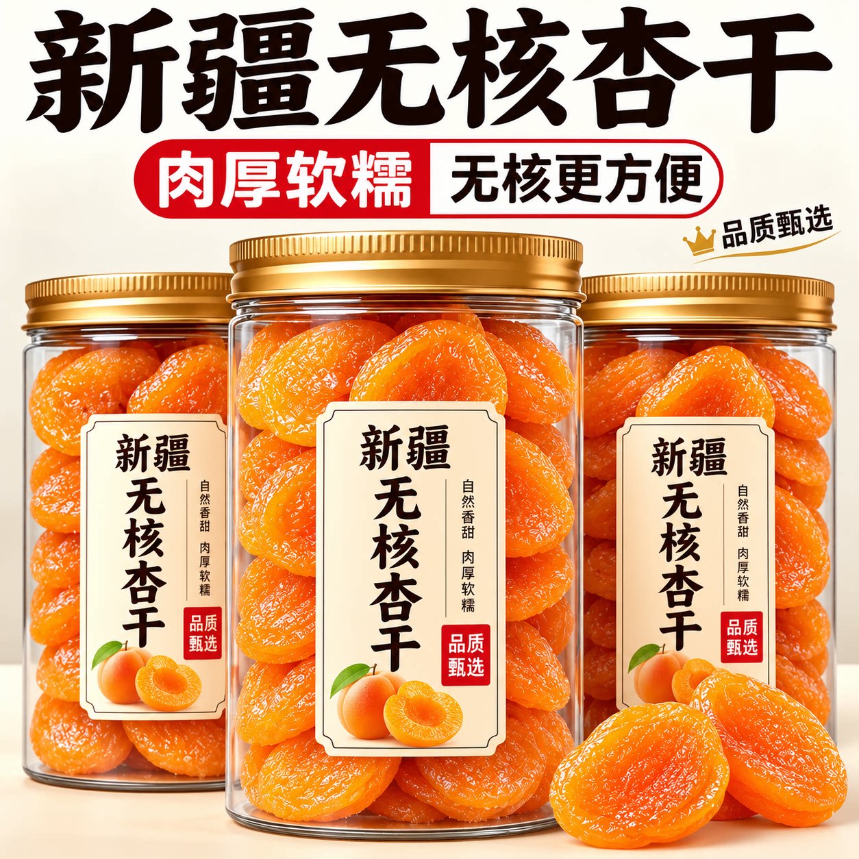 晒干无核新疆杏干红杏干酸甜果脯果干官方旗舰店蜜饯休闲零食黄杏图片