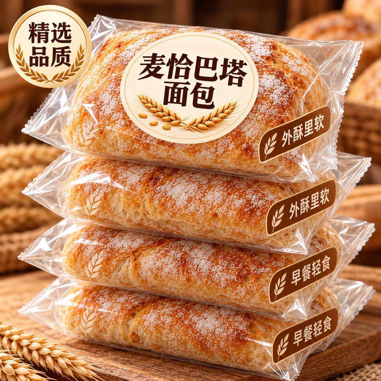 正品低脂全麦恰巴塔面包无糖无油早餐独立包装会员超市官方旗舰店图片