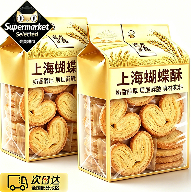 上海蝴蝶酥国际饭店老字号酥式黄油手工千层酥西式休闲糕点旗舰店