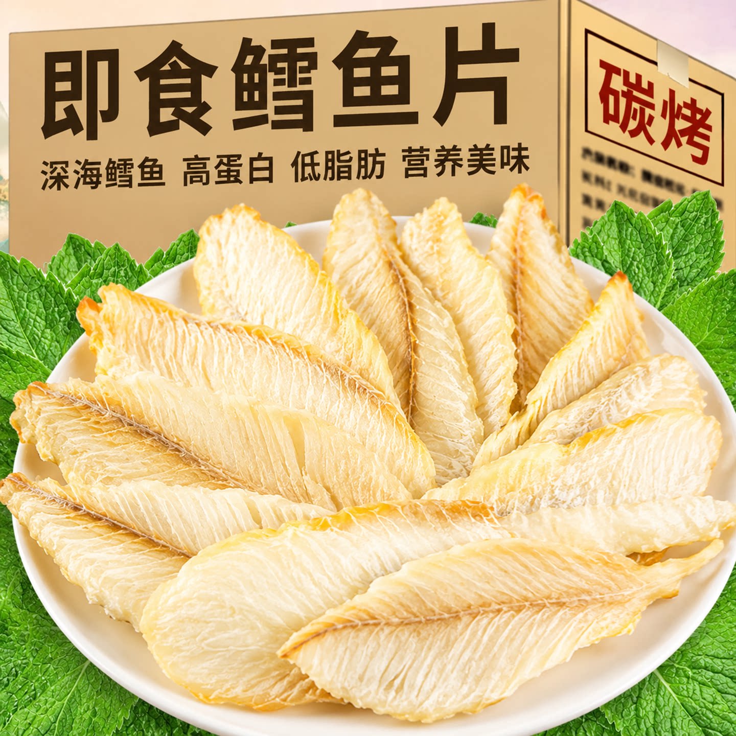 深海炭烤即食无骨鳕鱼片图片