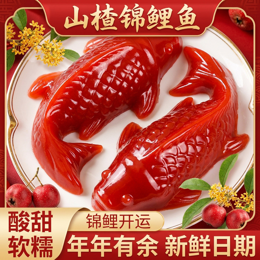 【年货首选】锦鲤山楂鱼山楂糕鲤鱼年夜饭年年有鱼八方来财无添加,零食/坚果/特产,山楂类制品,淘宝优惠券,粉丝福利购,淘宝优惠卷
