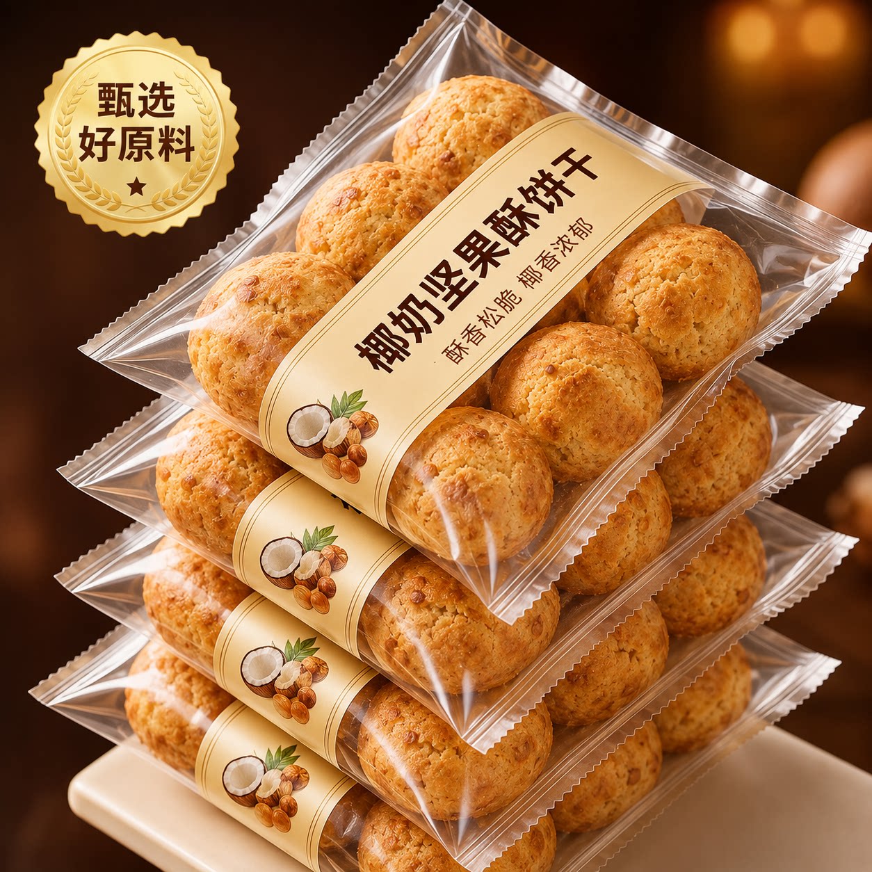 椰奶坚果酥曲奇饼干小包装核桃酥休闲独立包装解馋糕点椰蓉小食品图片